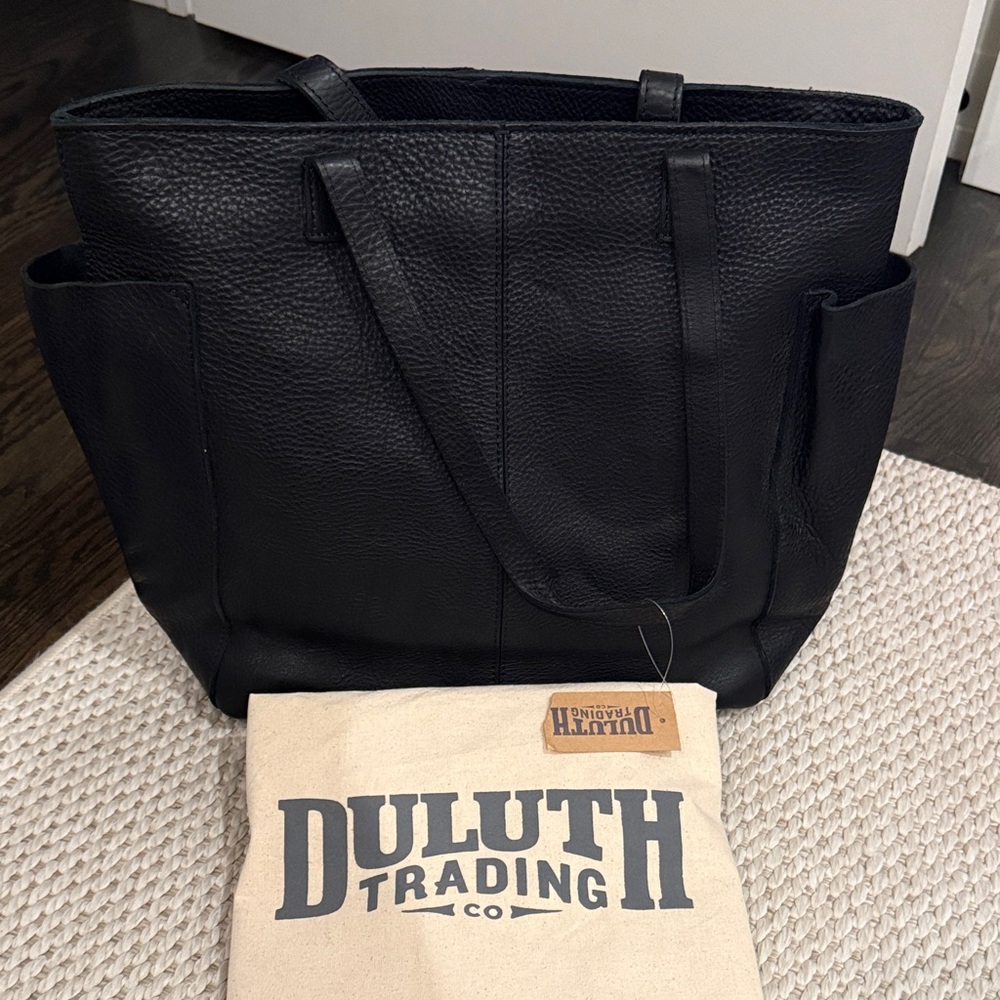 Duluth Trading Co. Black Lifetime Leather Tote - Brand New with Tags!